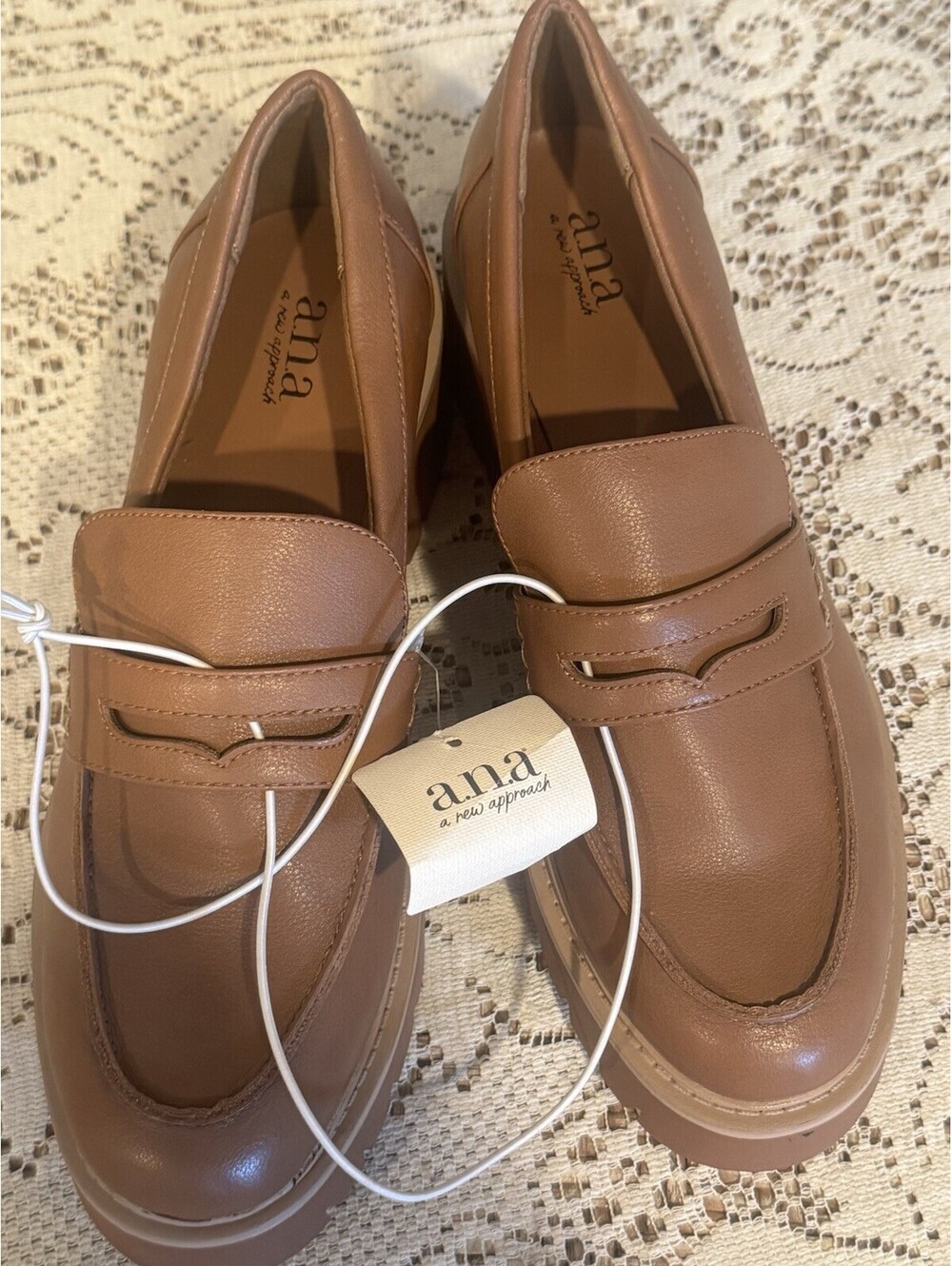 A.N.A. A New Approach Chunky Loafers Dixen TAN Shoes Sz 10 Medium JCPenney’s NIB